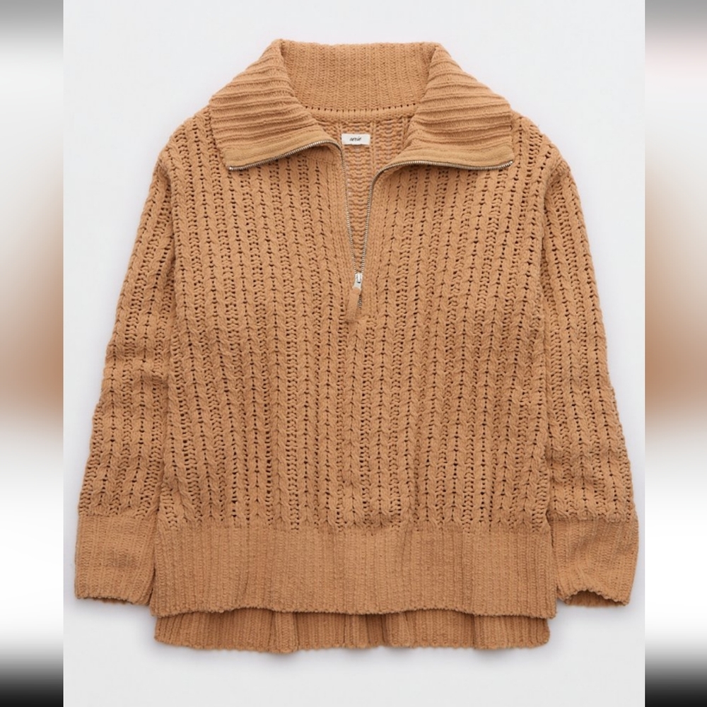 Aerie Cable Car Quarter Zip Oversized Sweater - Picture 6 of 7